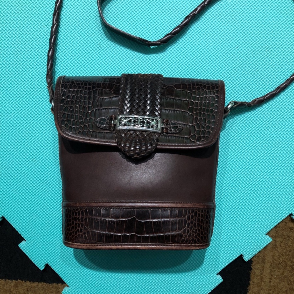 Brighton Dark Brown Croc-Embossed Shoulder Bag